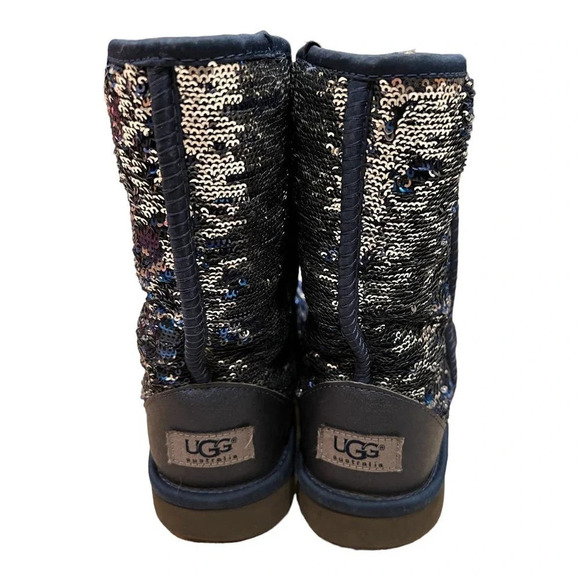 UGG | Navy Blue & Silver Reversible Sequin Classic Short Uggs - Picture 4 of 8